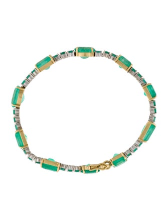 Irene Neuwirth 18K 17.18ctw Emerald Link Station Bracelet