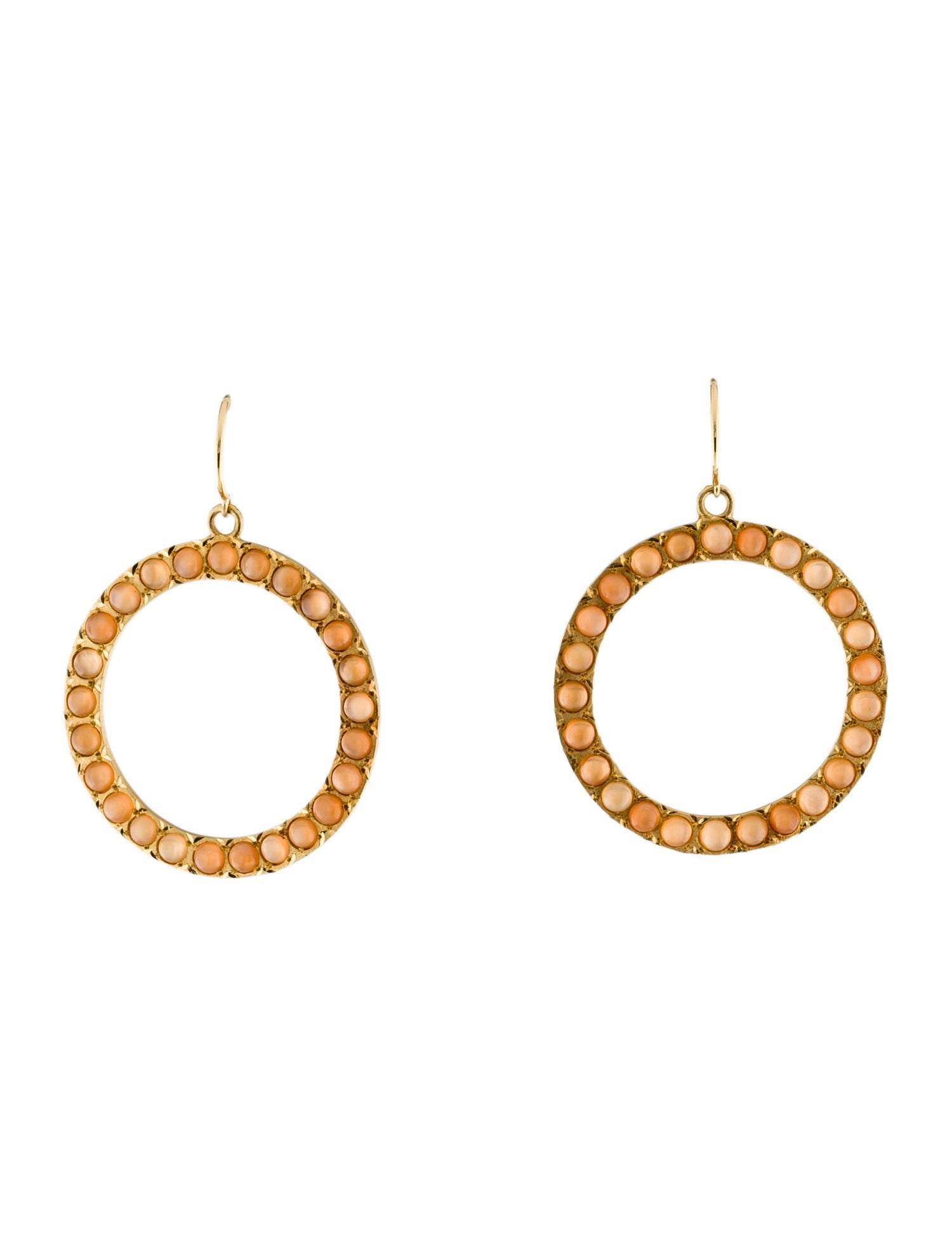 Irene Neuwirth 18K 5.38ctw Peach Moonstone Circle Drop Earrings