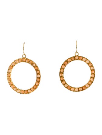 Irene Neuwirth 18K 5.38ctw Peach Moonstone Circle Drop Earrings