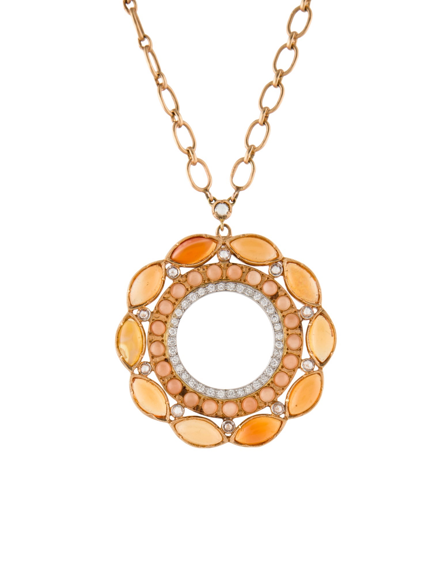 Irene Neuwirth 18K Opal, Moonstone, & Diamond Pendant Necklace