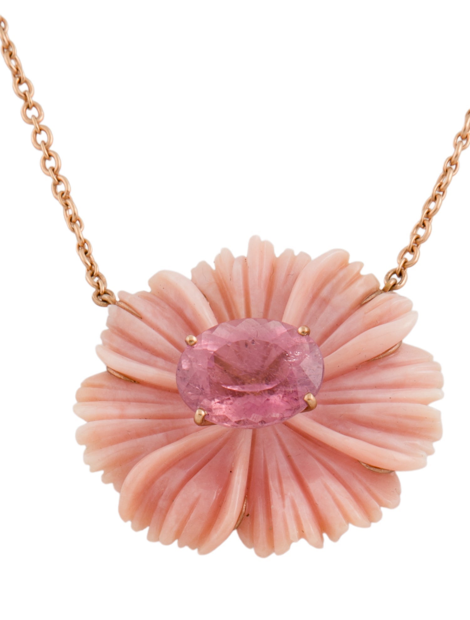 Irene Neuwirth 18K Opal & Tourmaline Flower Pendant Necklace