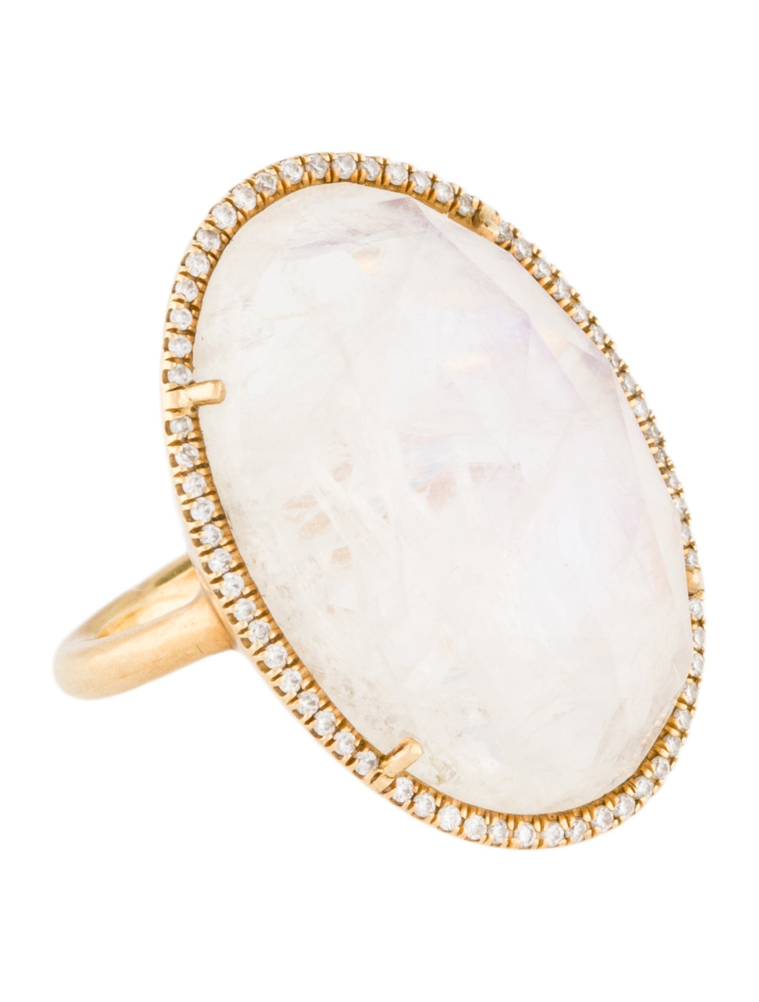 Irene Neuwirth 18K Moonstone & Diamond Halo Cocktail Ring