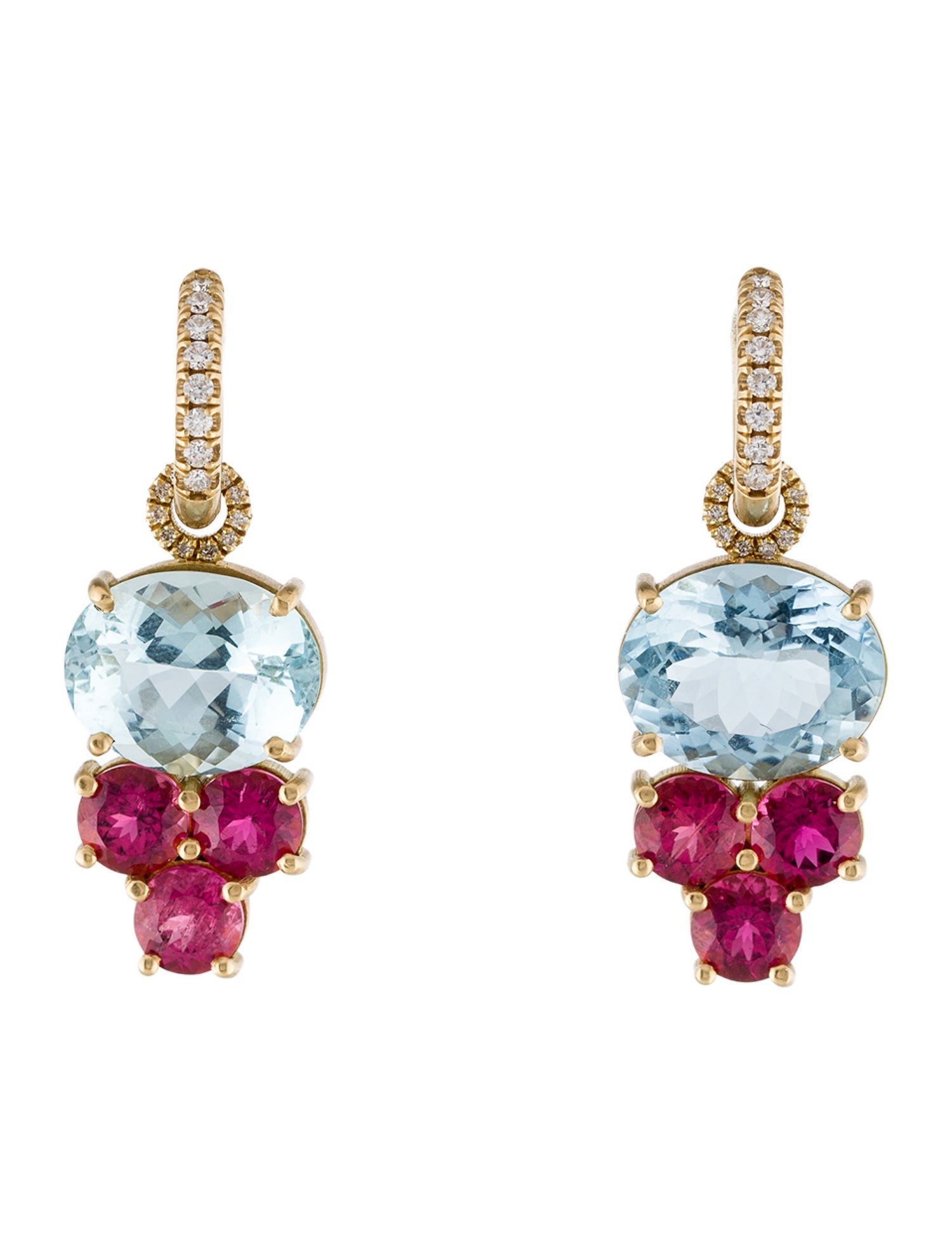 Irene Neuwirth 18K Aquamarine, Tourmaline & Diamond Convertible Huggie Drop Earrings