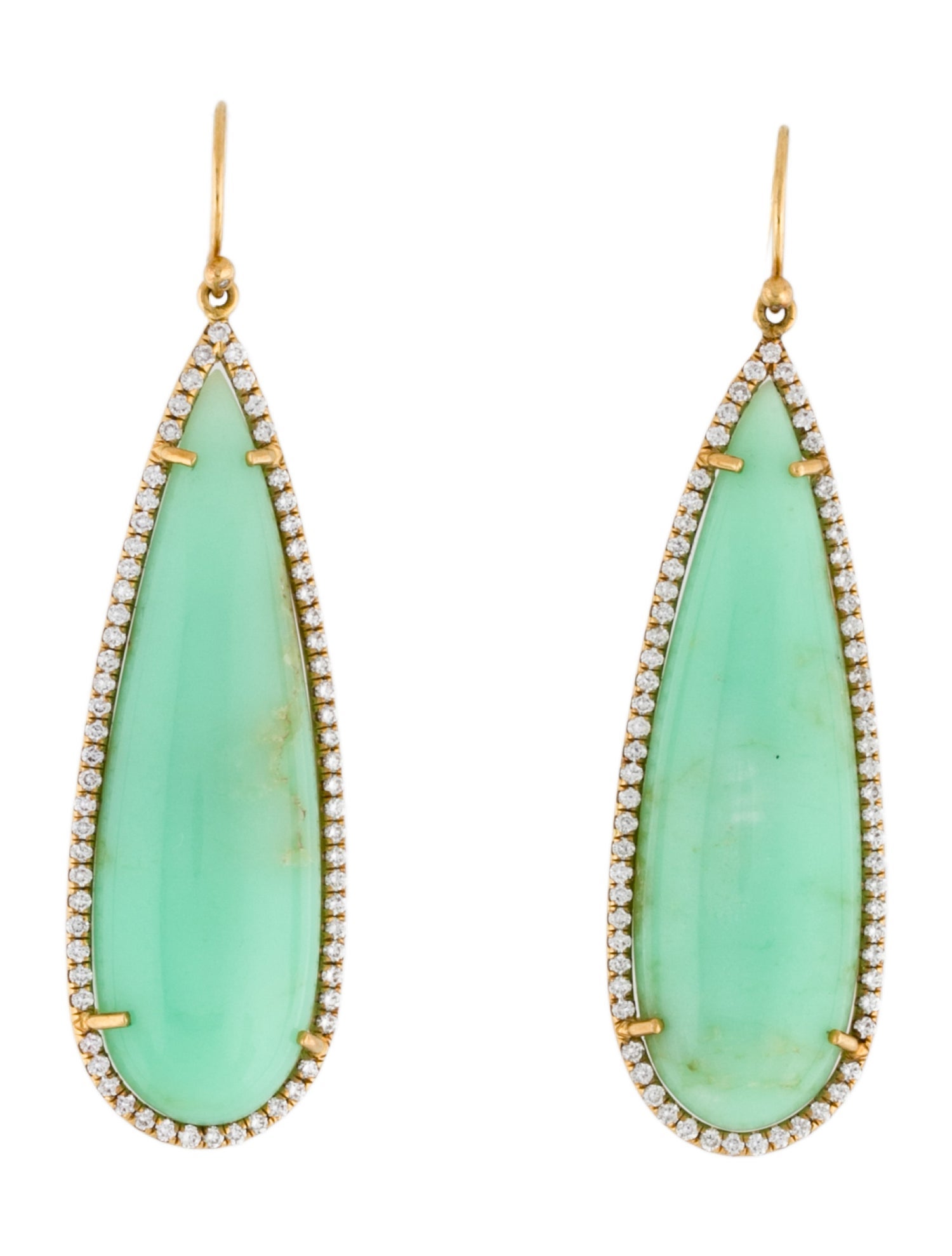Irene Neuwirth 18K Chrysoprase & Diamond Halo Drop Earrings