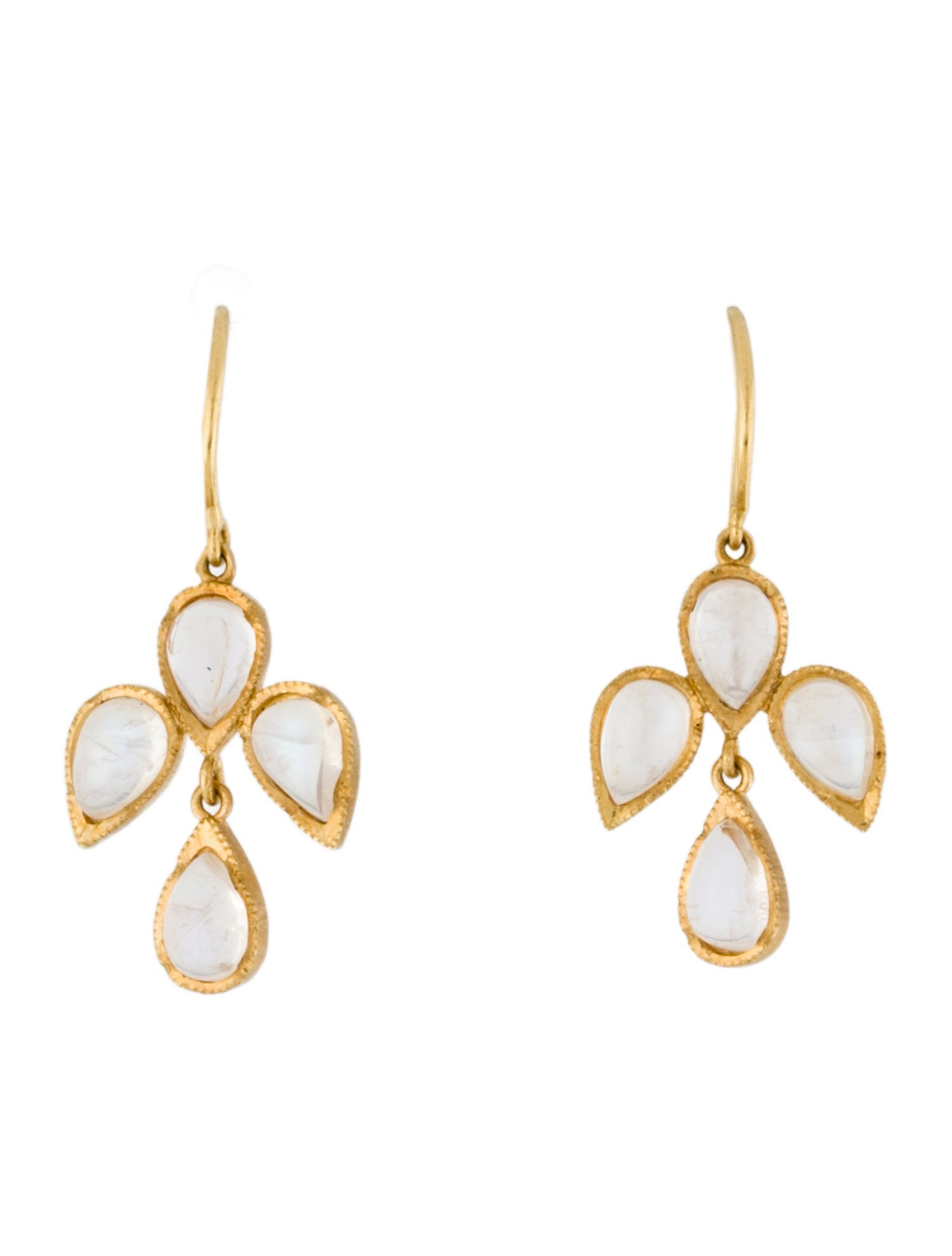 Irene Neuwirth 18K Moonstone Labradorite Leaf Drop Earrings