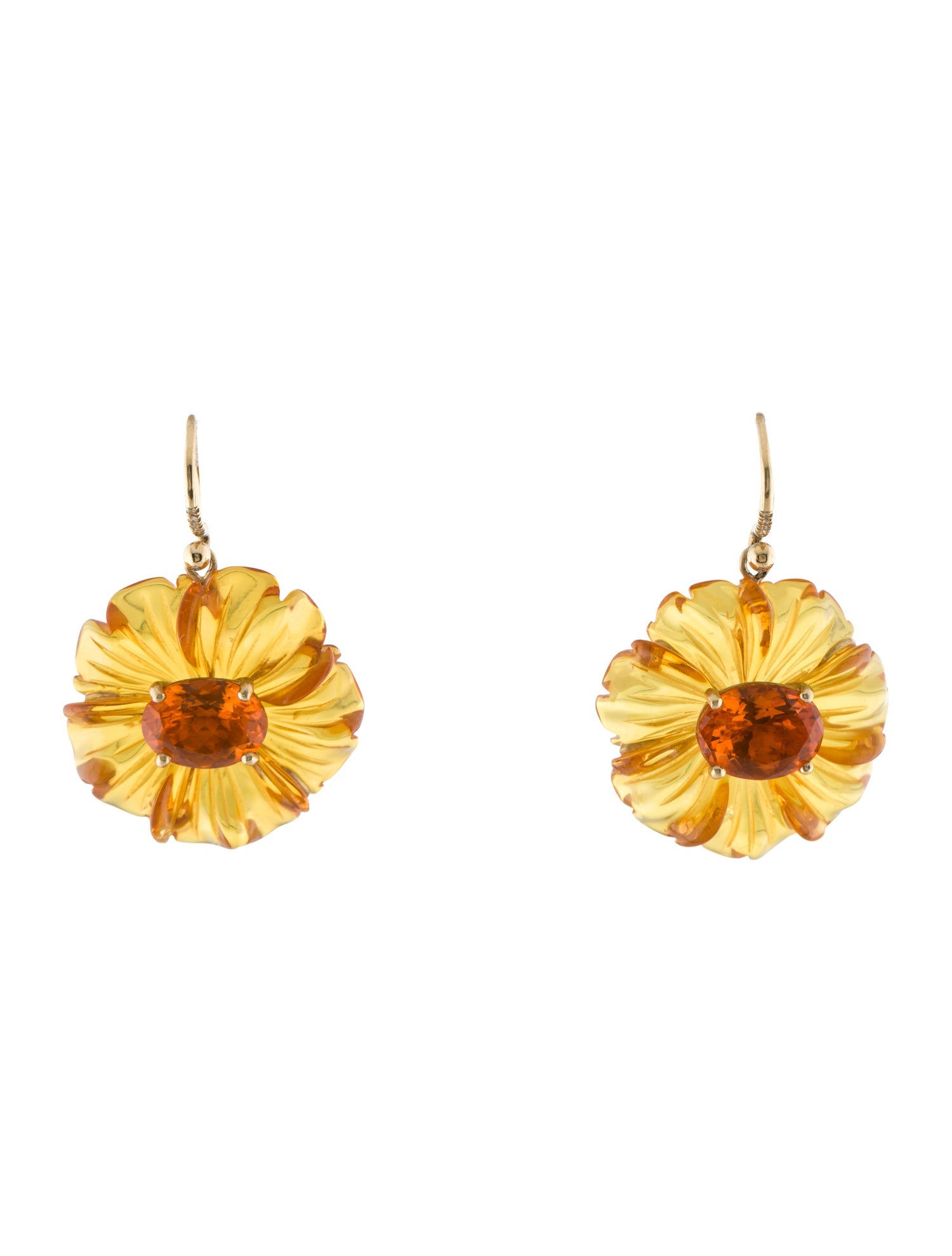 Irene Neuwirth 18K Amber, Fire Opal & Diamond Tropical Flower Drop Earrings