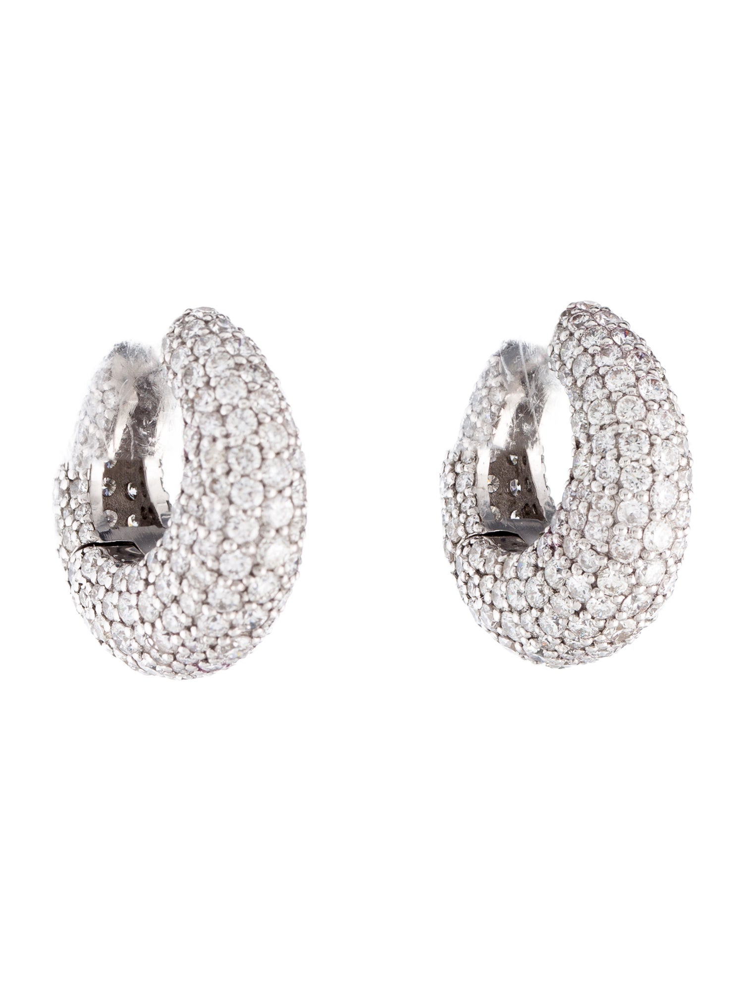 Irene Neuwirth 18K 5.43ctw Diamond Puffed Pavé Huggie Earrings