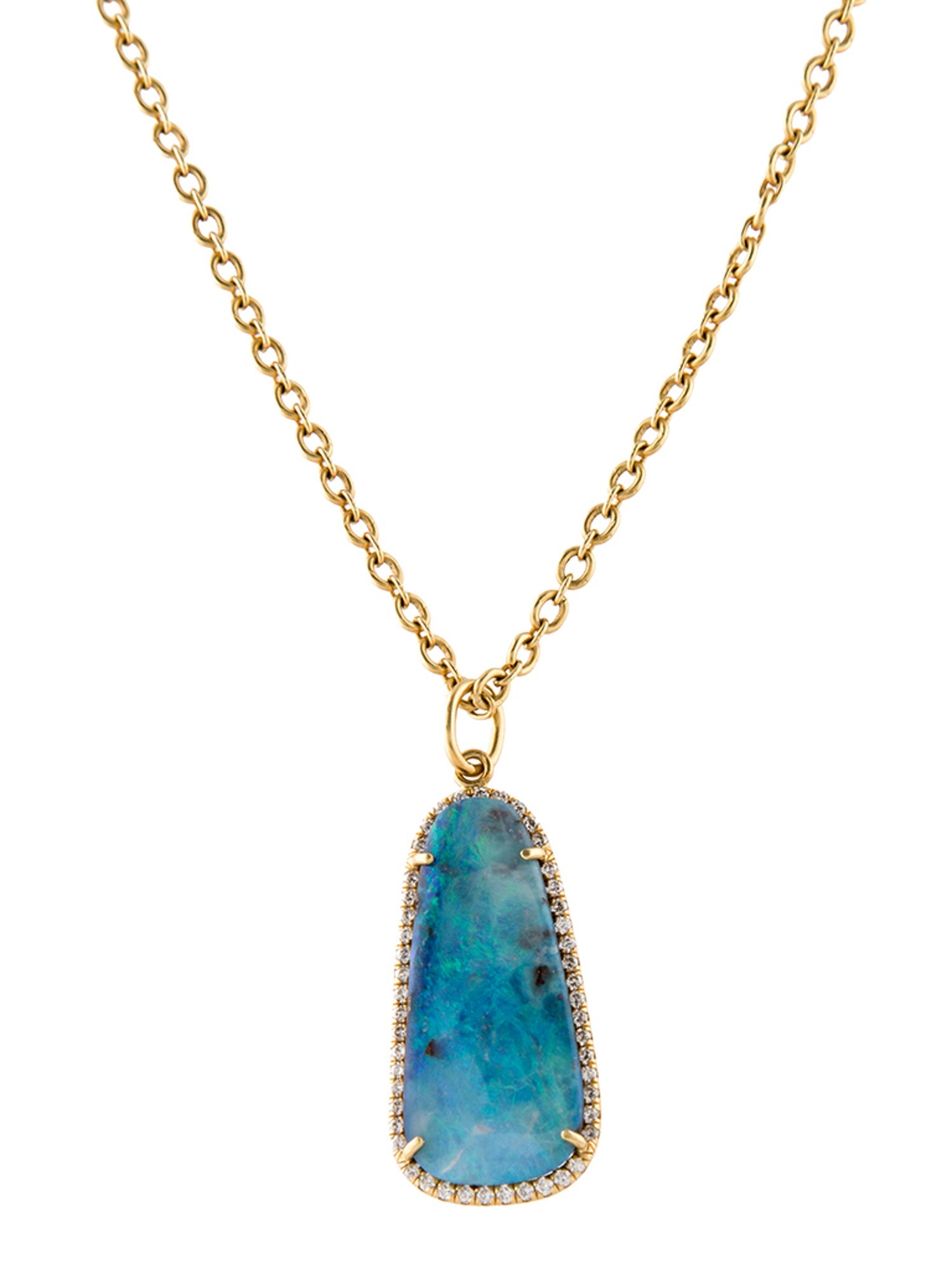 Irene Neuwirth 18K Boulder Opal & Diamond Pendant Necklace