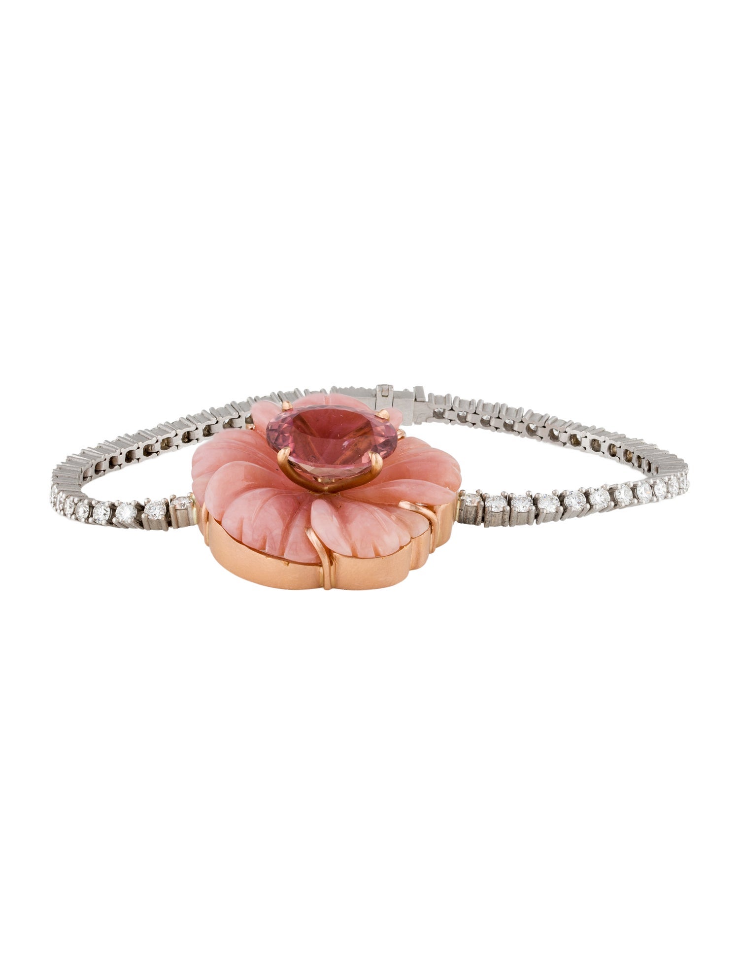 Irene Neuwirth 18K Opal, Tourmaline & Diamond Flower Station Bracelet