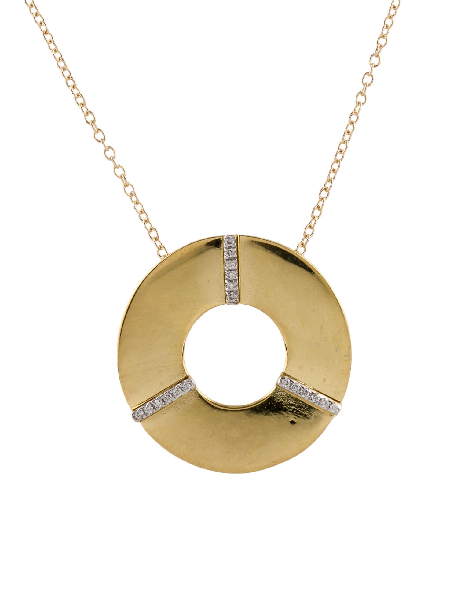 I. Reiss 14K Diamond Open Circle Pendant Necklace Gold, 14K Yellow