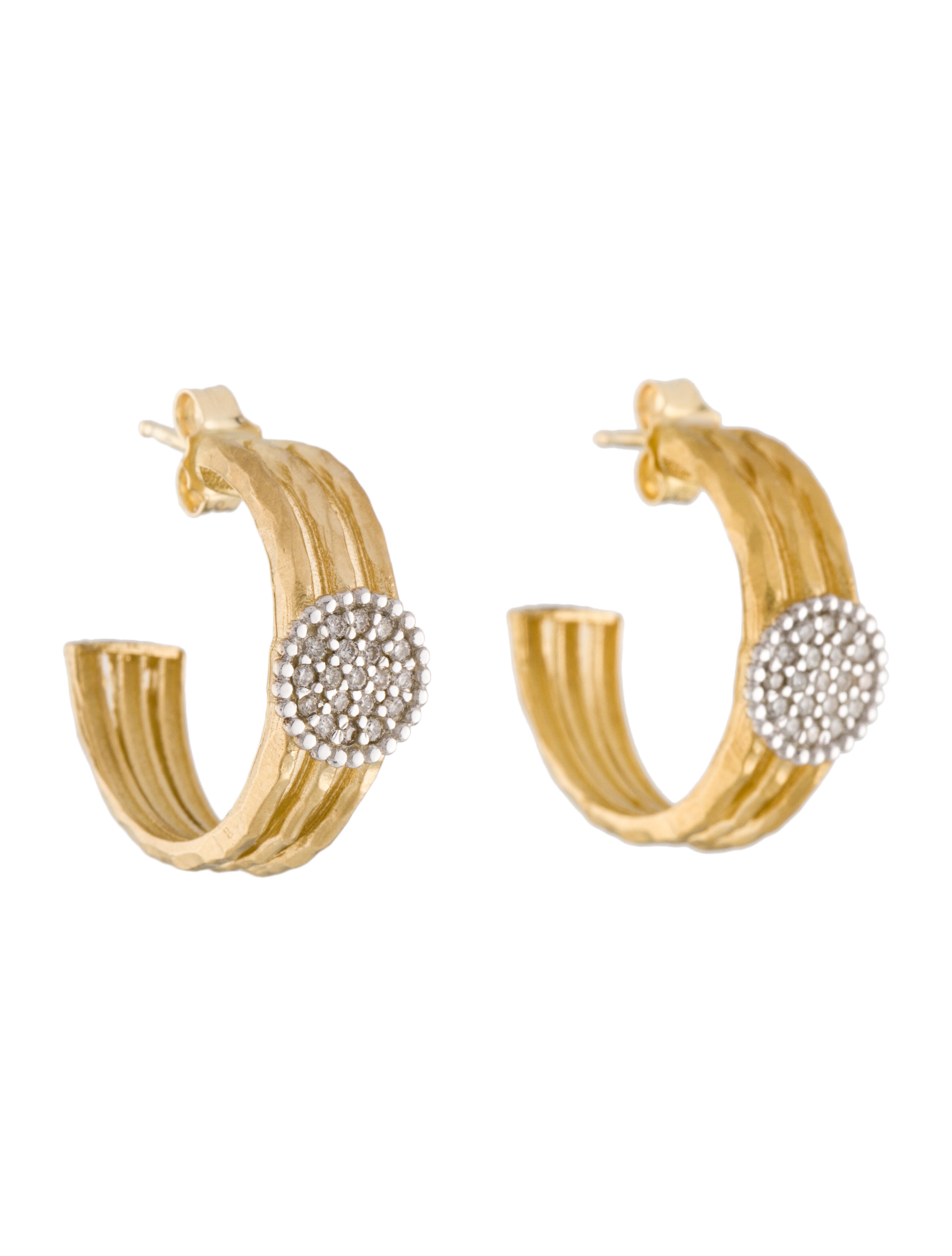 Charriol Diamond Hoop Earrings PVD Steel Hoop, Earrings CH125145