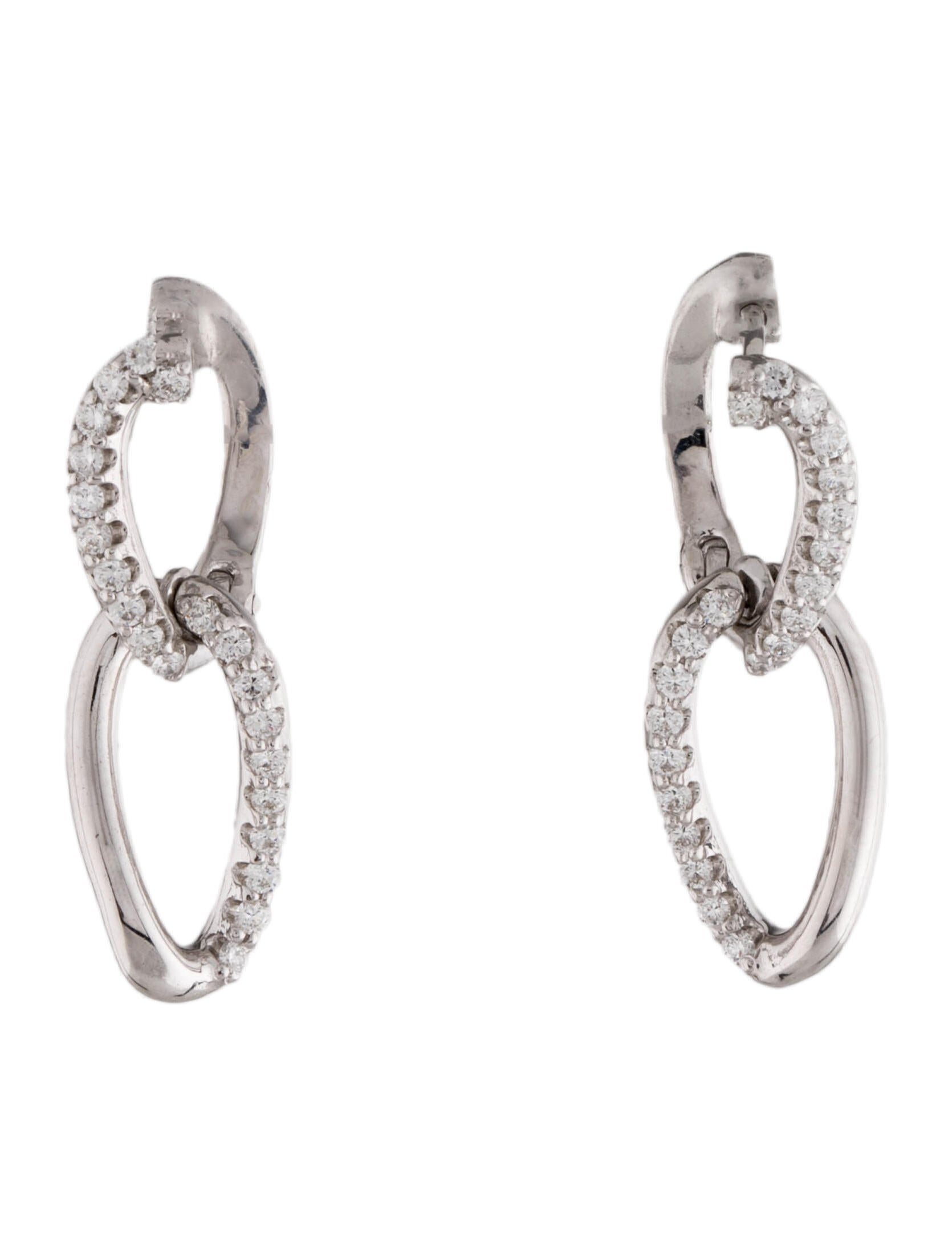 I. Reiss 14K Diamond Link Drop Earrings RhodiumPlated 14K White Gold