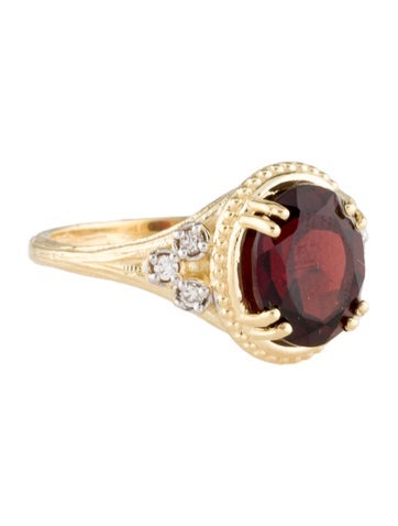 I. Reiss Cocktail Ring 14K Garnet & Diamond 7.25