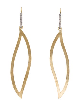 I. Reiss 14K Diamond Twisted Leaf Drop Earrings