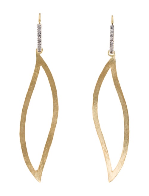 I. Reiss 14K Diamond Twisted Leaf Drop Earrings