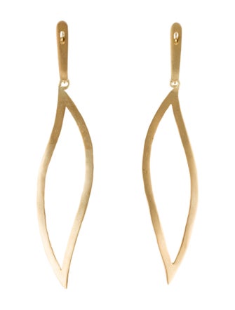 I. Reiss 14K Diamond Twisted Leaf Drop Earrings