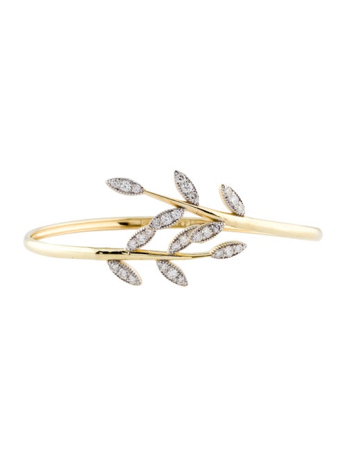 I. Reiss 14K 1.20ctw Diamond Leaf Vine Cuff Bracelet