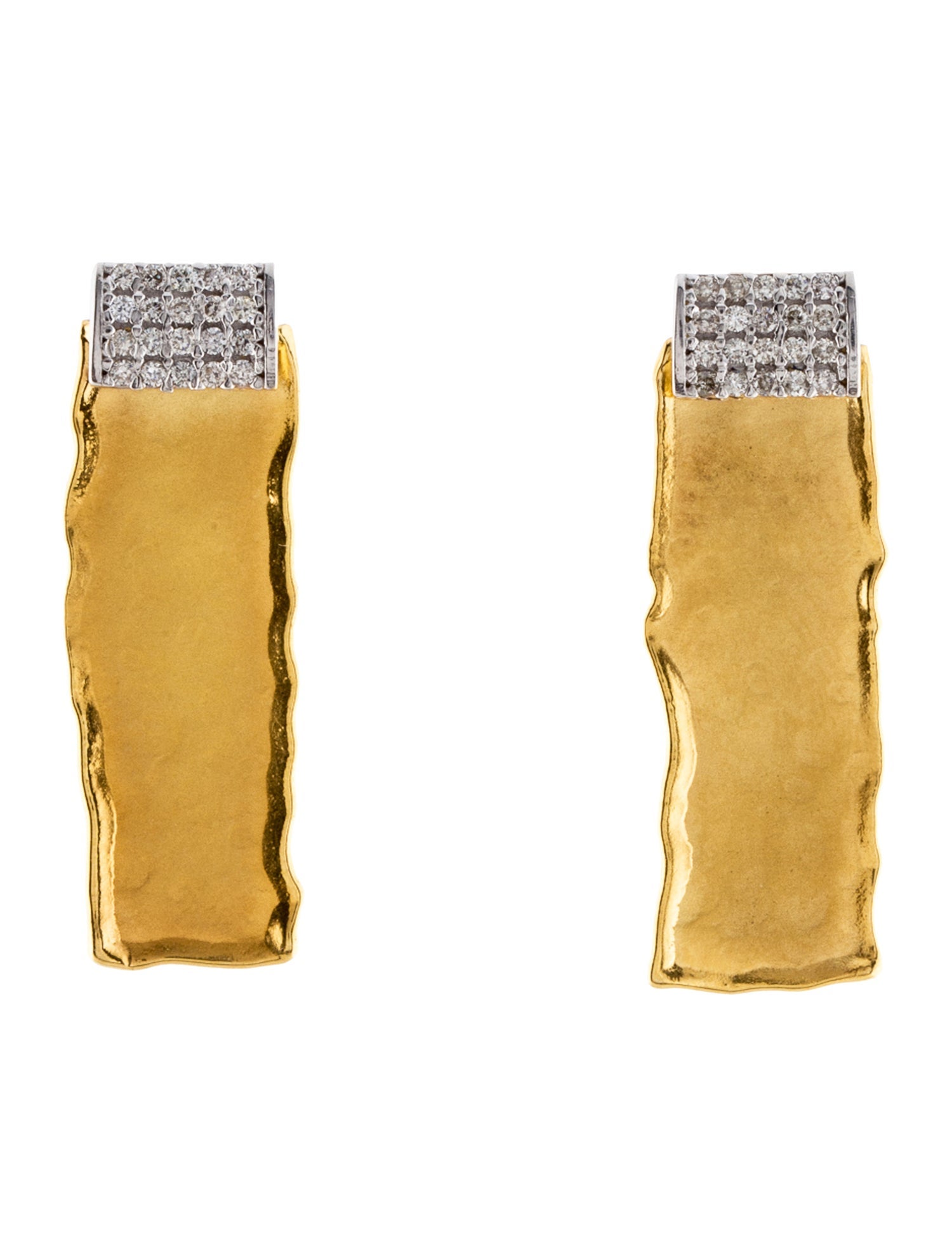 I. Reiss 14K Diamond Hammered Drop Earrings