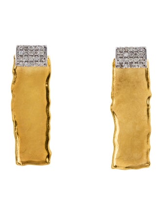 I. Reiss 14K Diamond Hammered Drop Earrings