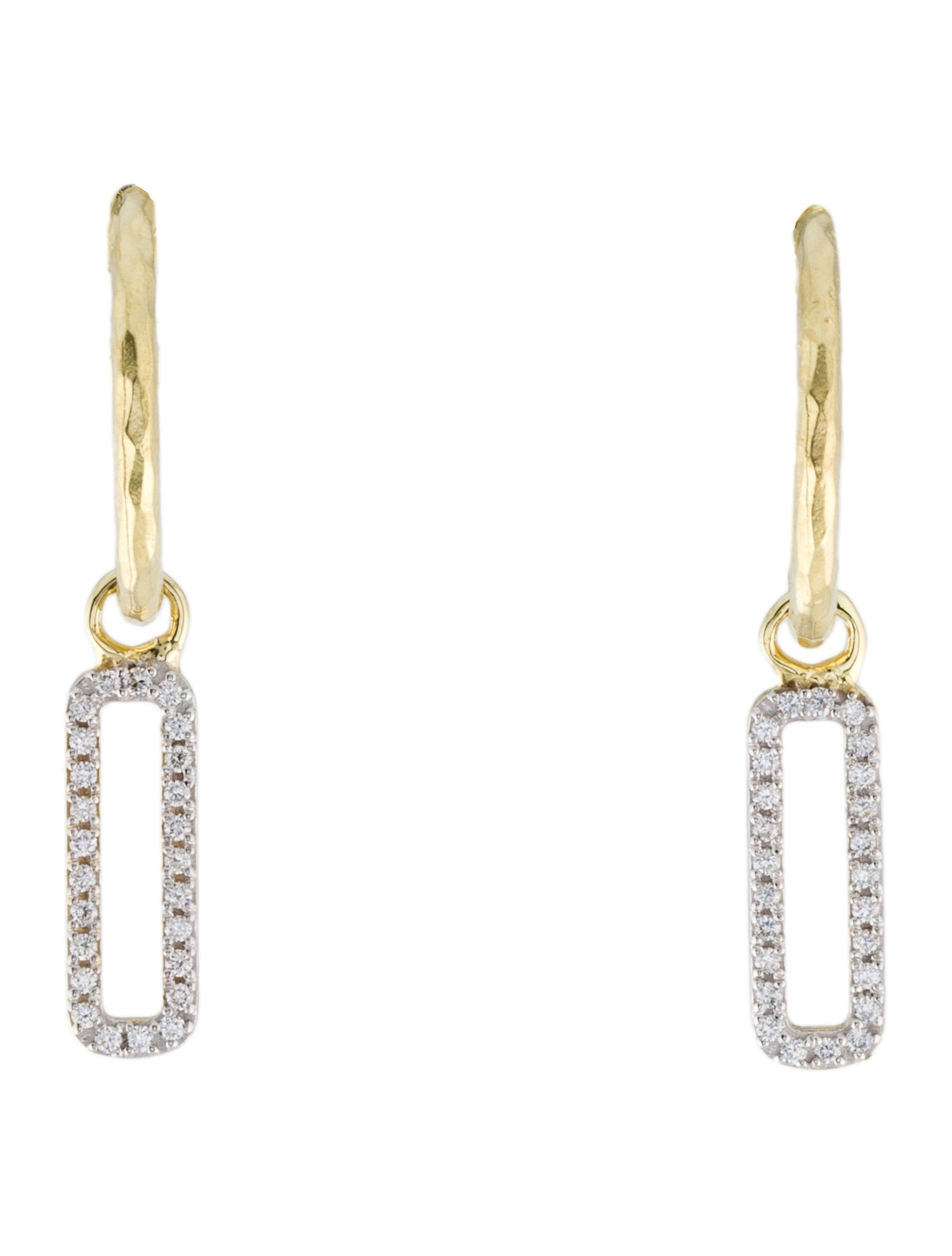I. Reiss 14K Diamond Hoop Drop Earrings