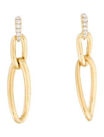 I. Reiss 14K Diamond Twisted Link Drop Earrings