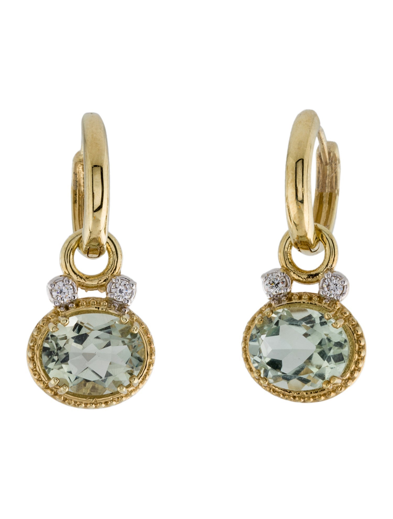 I. Reiss 14K Prasiolite & Diamond Drop Earrings