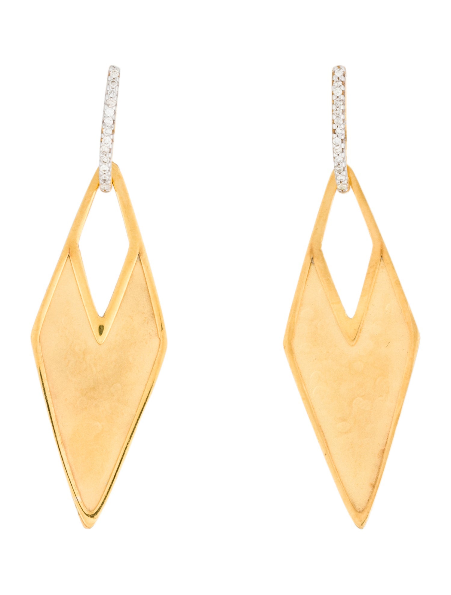 I. Reiss 14K Diamond Hammered Geometric Drop Earrings