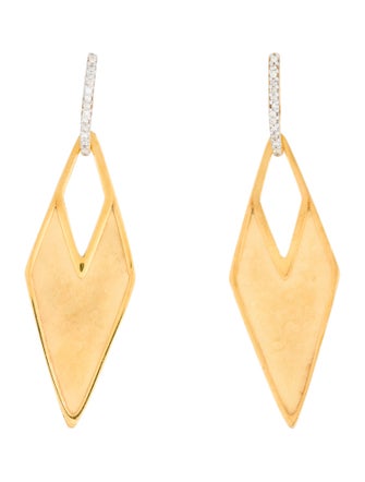 I. Reiss 14K Diamond Hammered Geometric Drop Earrings