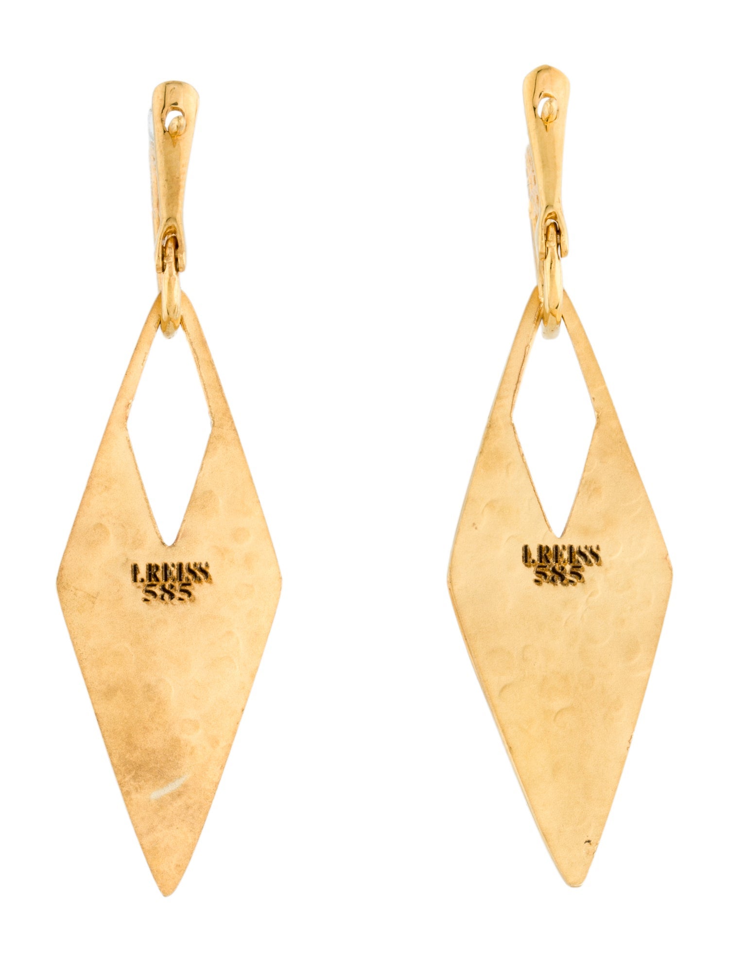 I. Reiss 14K Diamond Hammered Geometric Drop Earrings