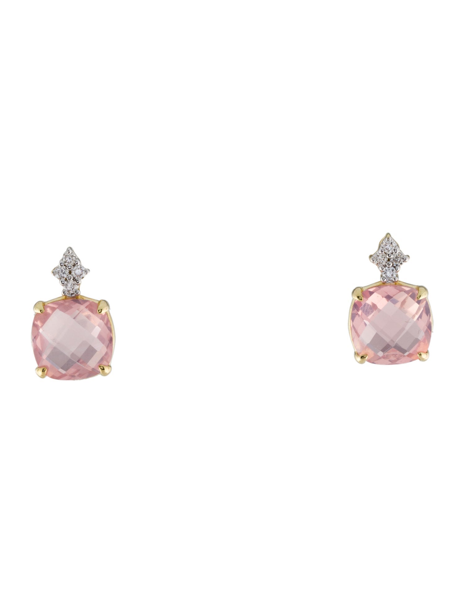 I. Reiss 14K Rose Quartz & Diamond Stud Earrings