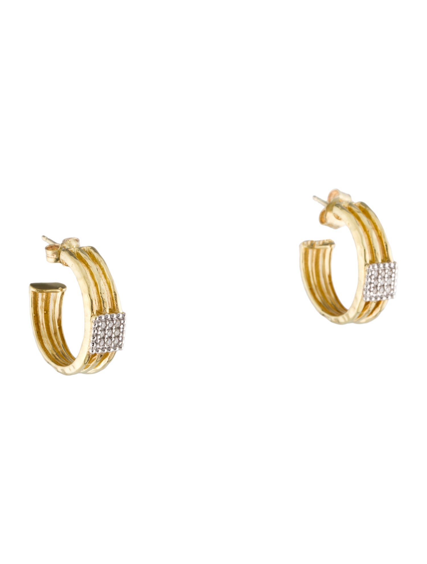 I. Reiss 14K Diamond Hoop Earrings
