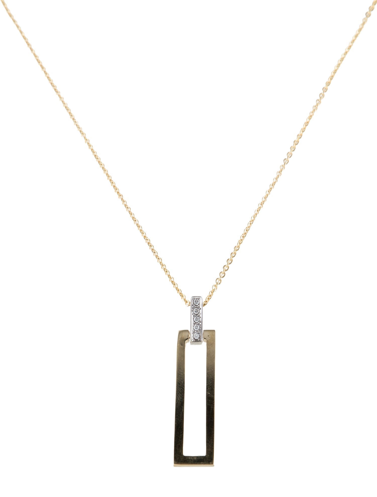 I. Reiss 14K Diamond Open Rectangle Pendant Necklace