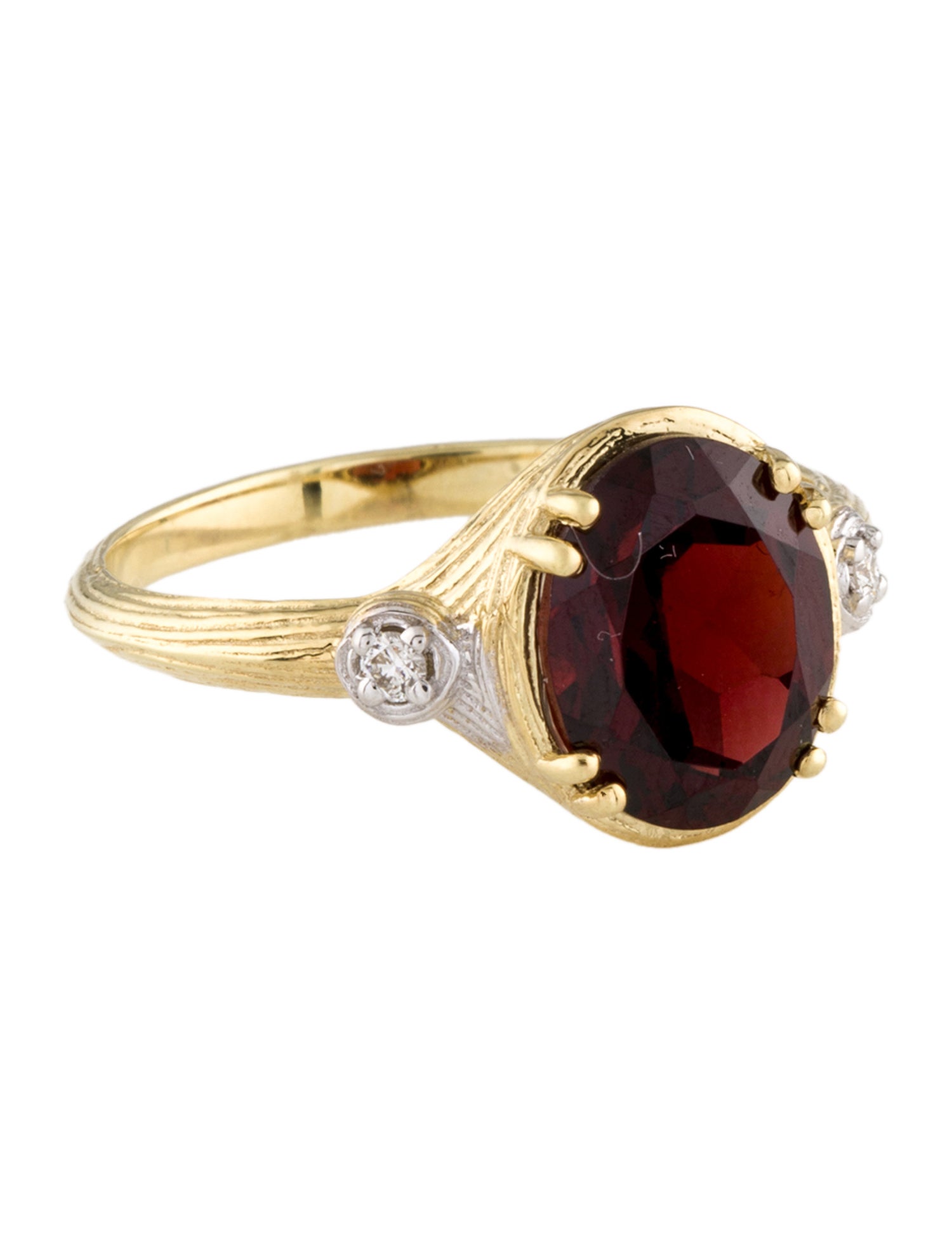 I. Reiss 14K 3.50ct Garnet & Diamond Cocktail Ring