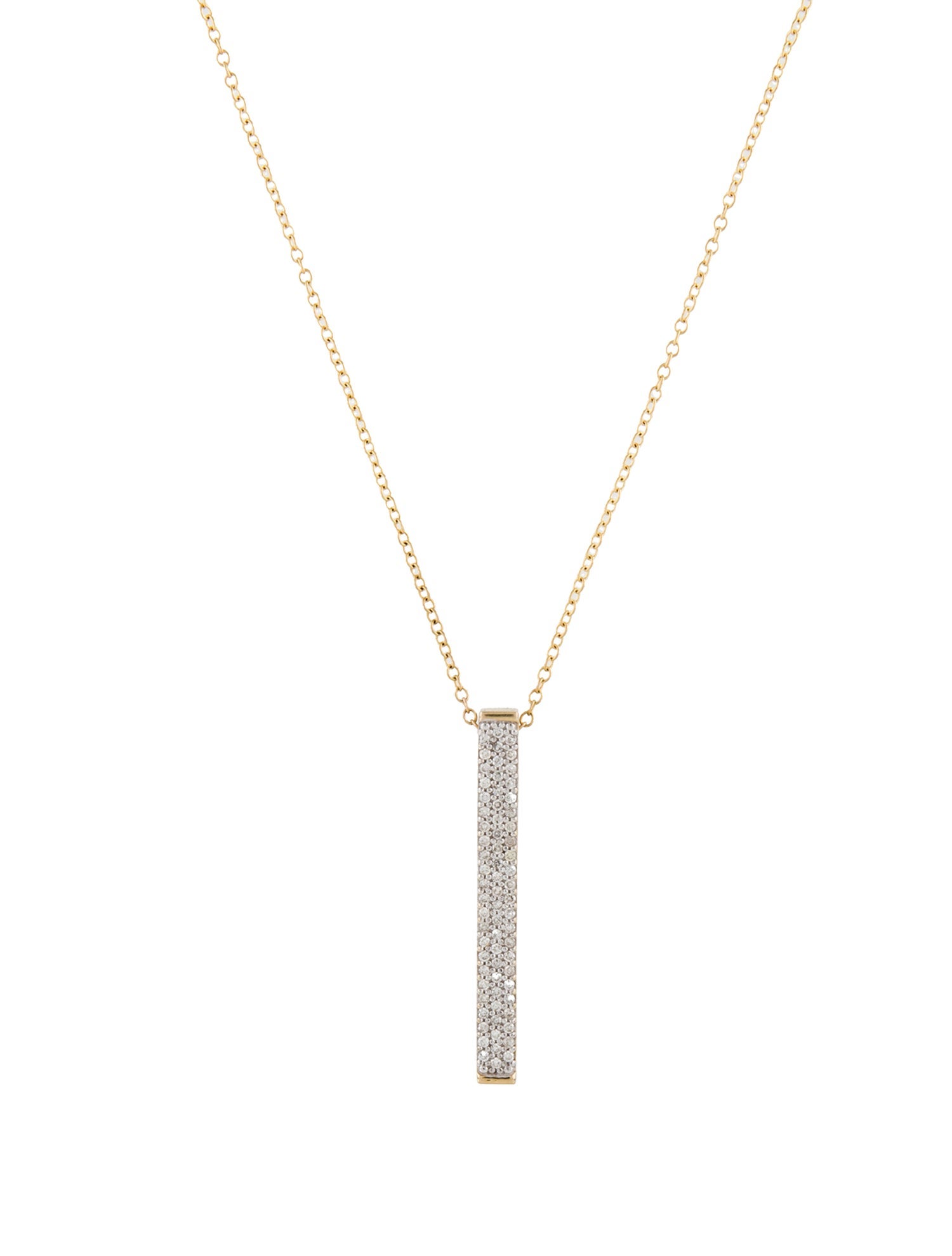 I. Reiss 14K Diamond Bar Pendant Necklace