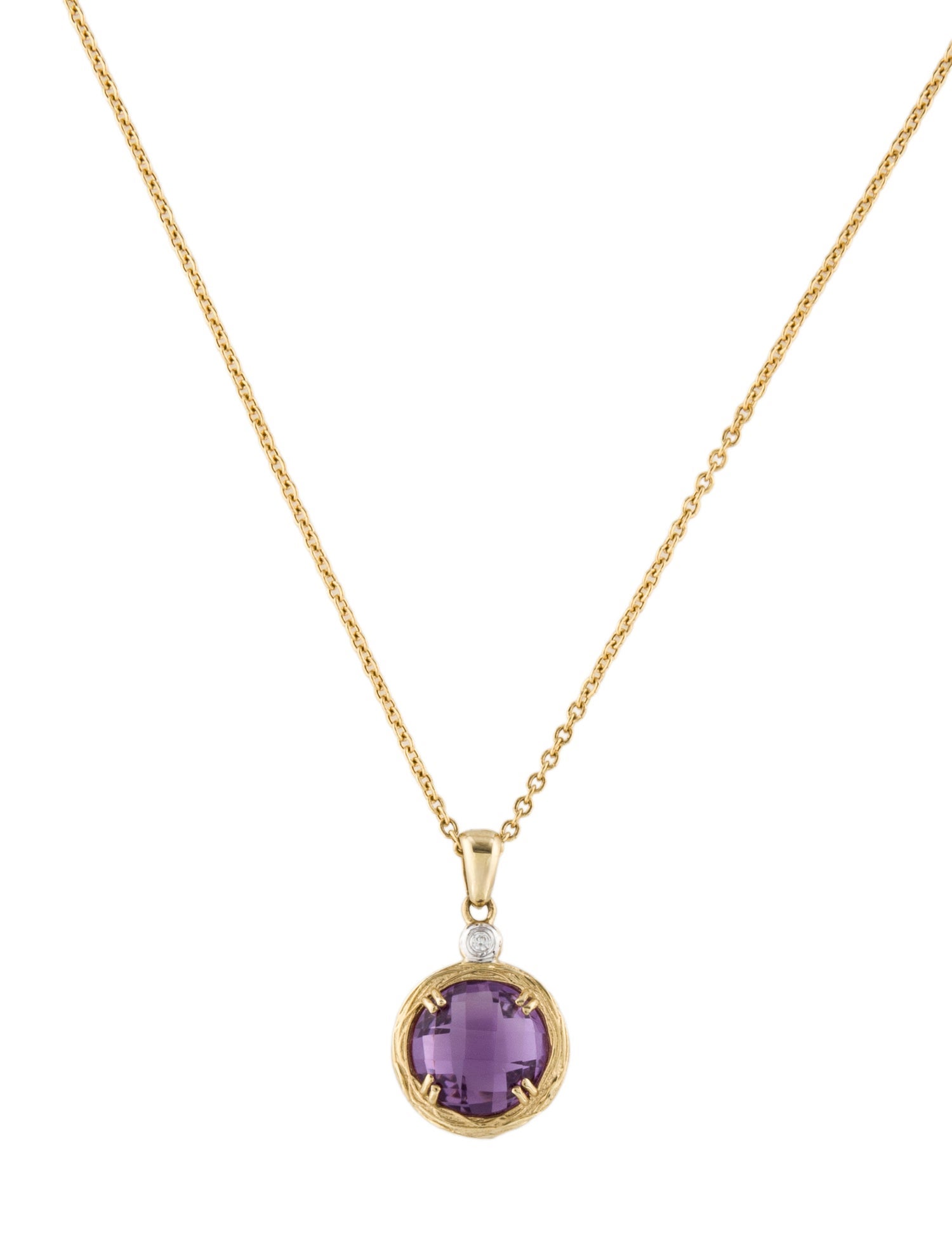 I. Reiss 14K Amethyst & Diamond Pendant Necklace
