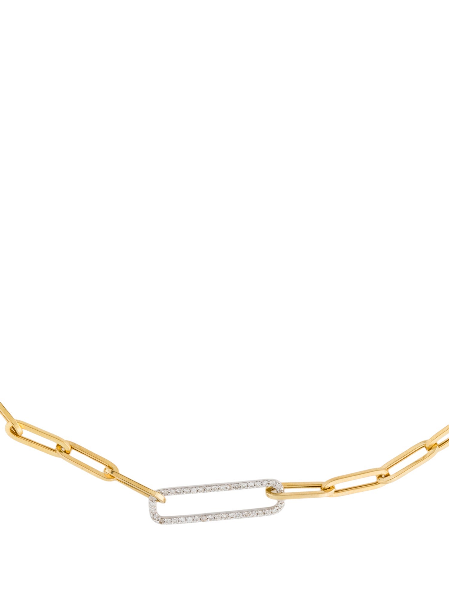 I. Reiss 14K Diamond Y Open Rectangle Link Necklace