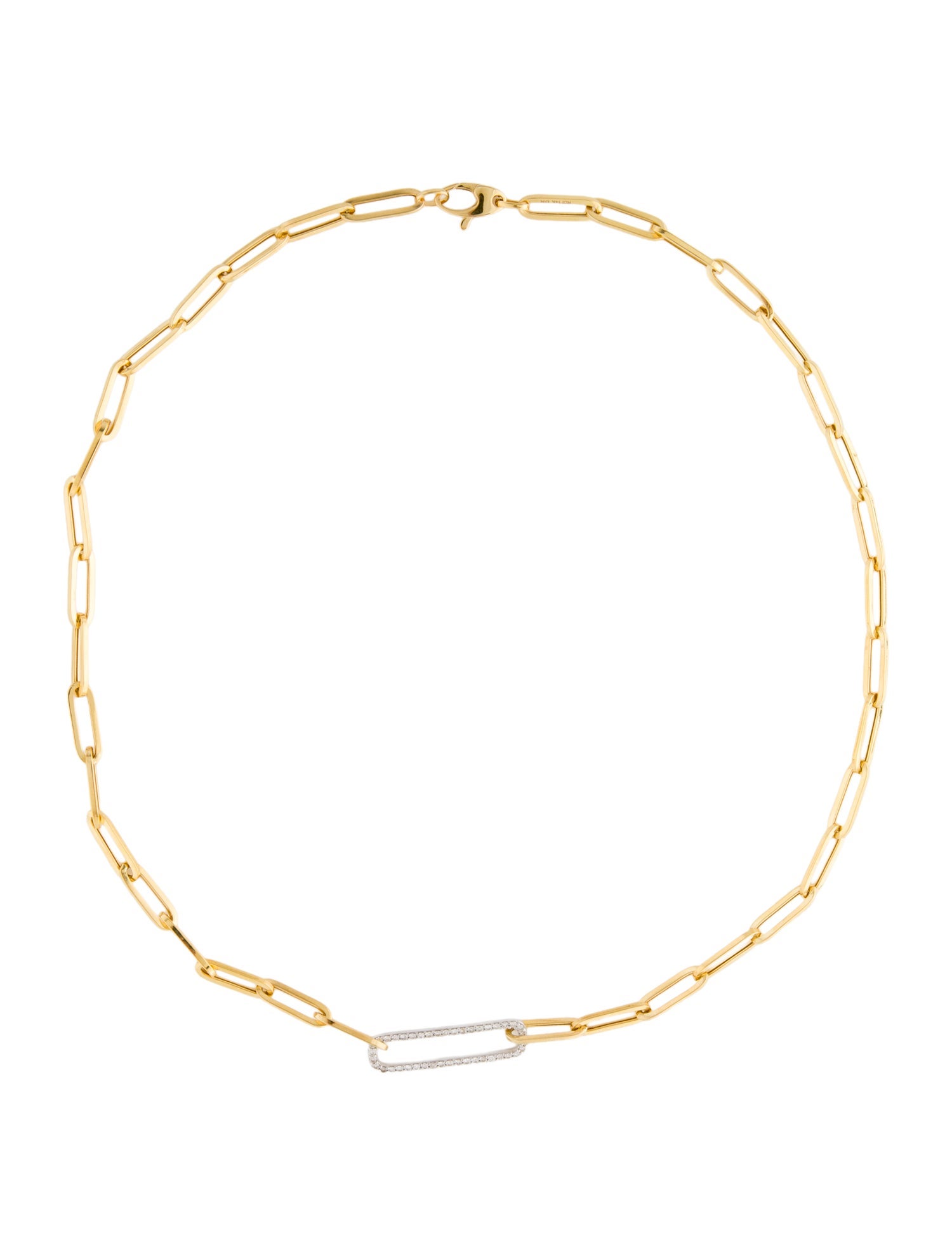 I. Reiss 14K Diamond Y Open Rectangle Link Necklace