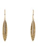 I. Reiss 14K Diamond Hammered Leaf Drop Earrings