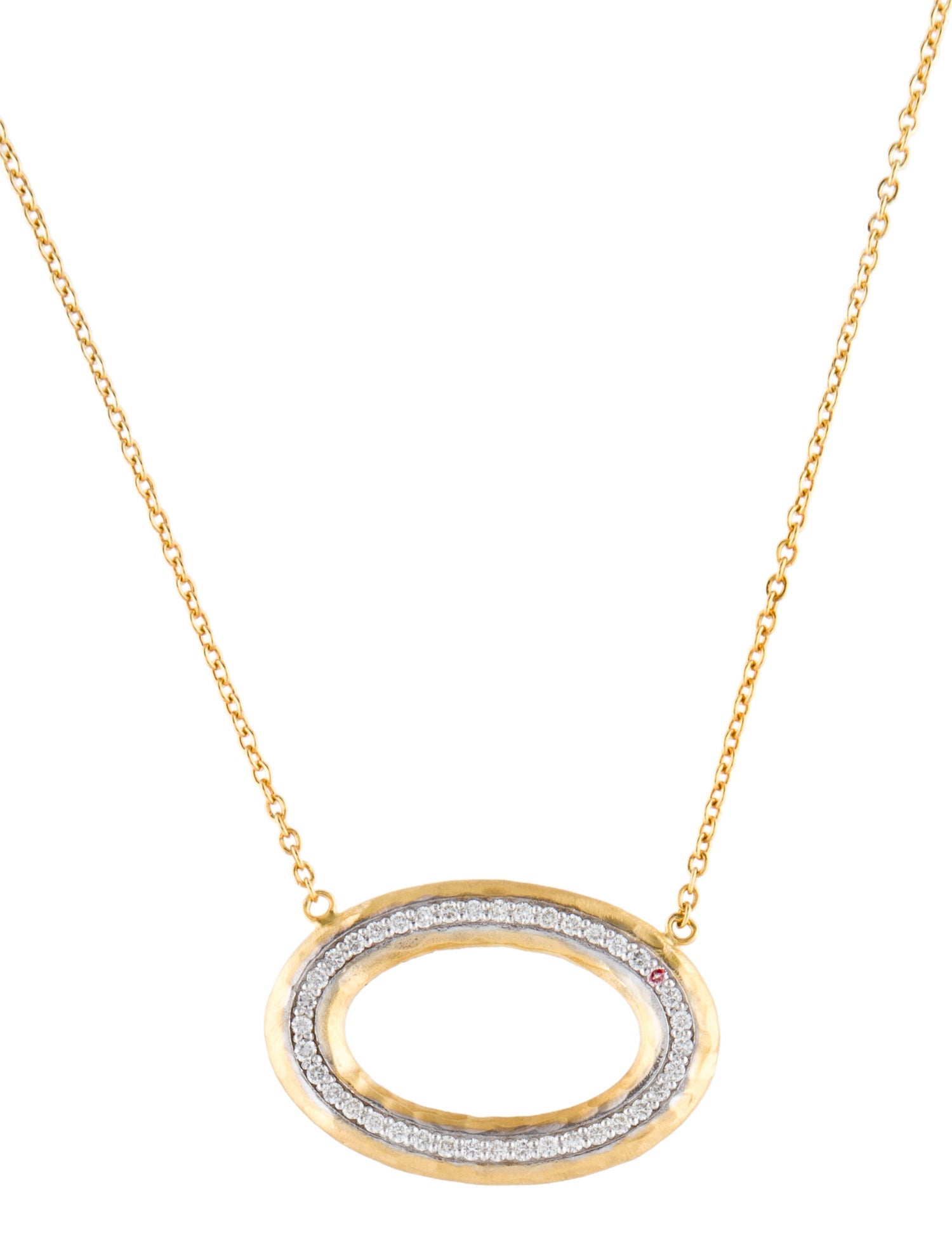 I. Reiss 14K Diamond Open Oval Pendant Necklace