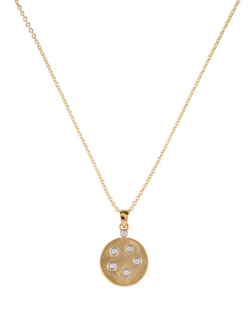 I. Reiss 14K Diamond Hammered Round Pendant Necklace