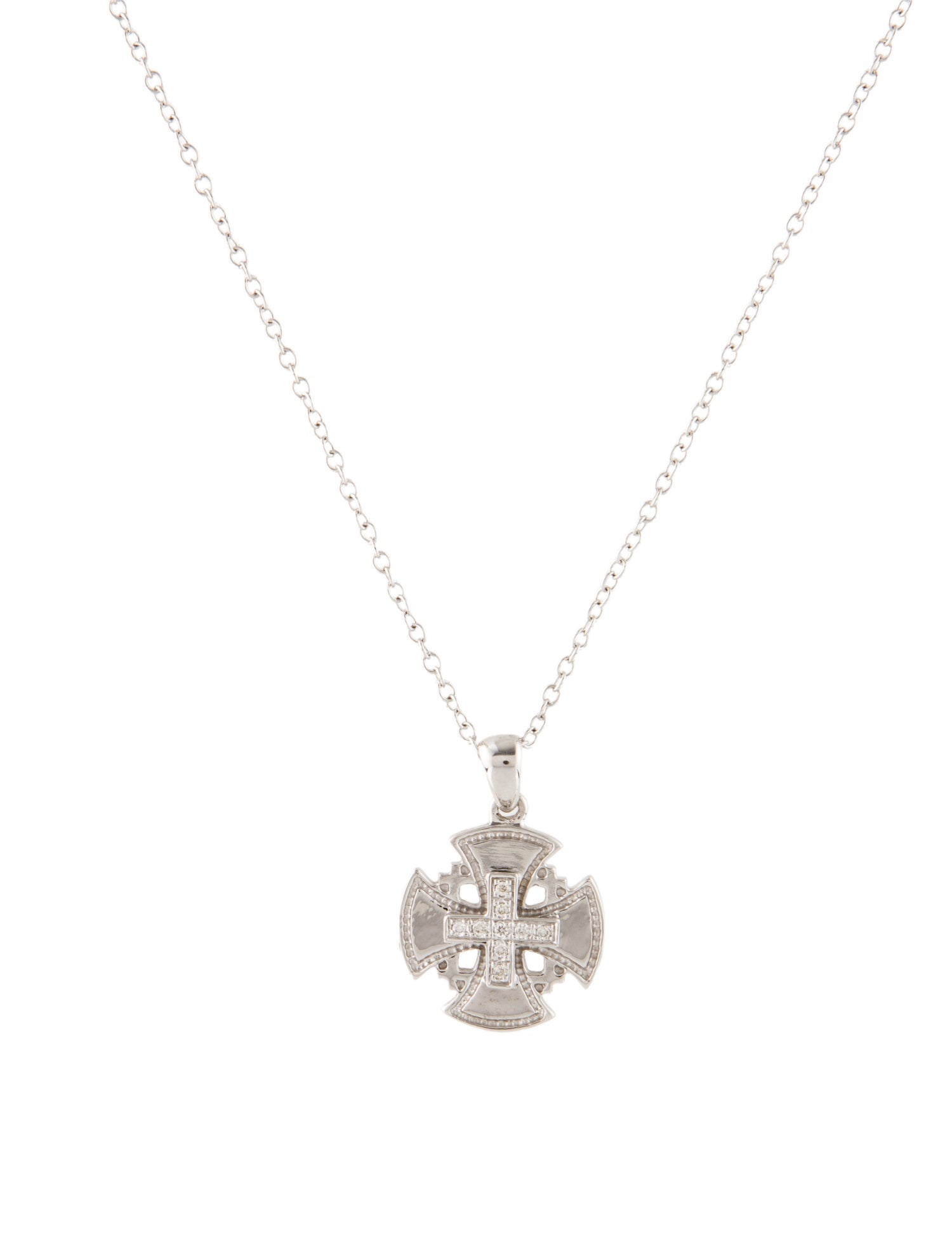 I. Reiss 14K Diamond Jerusalem Cross Pendant Necklace