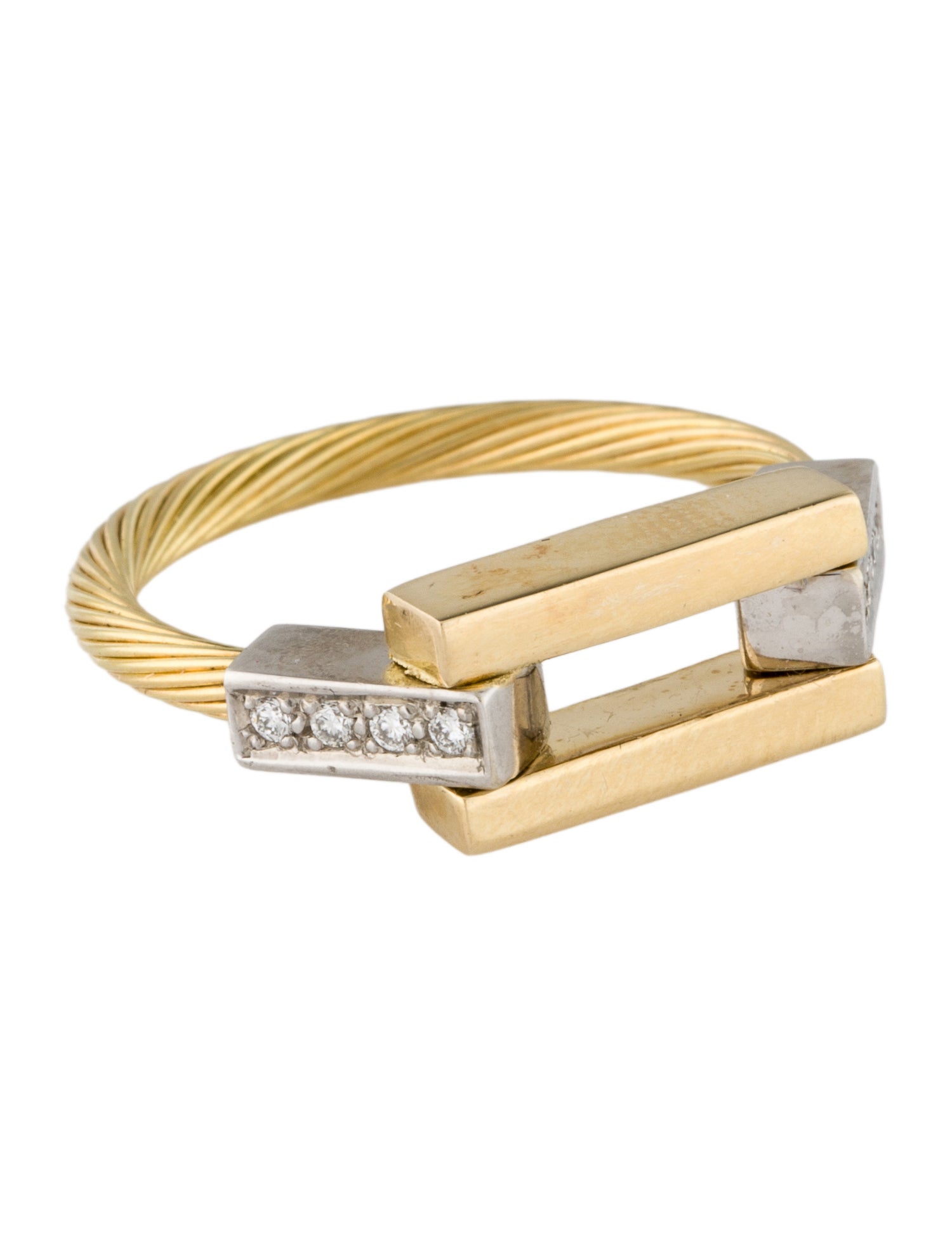 I. Reiss 14K Diamond Open Rectangular Wire Ring