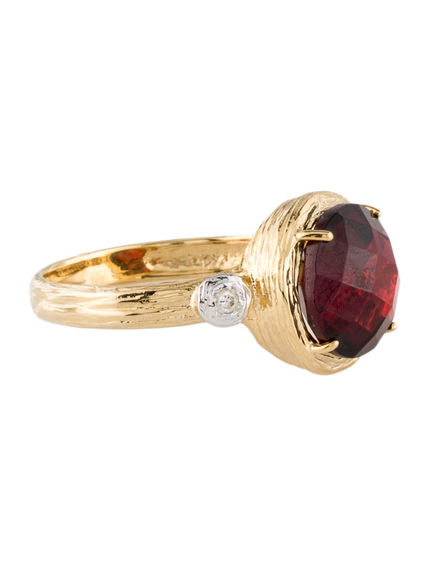 I. Reiss 14K Garnet & Diamond Cocktail Ring
