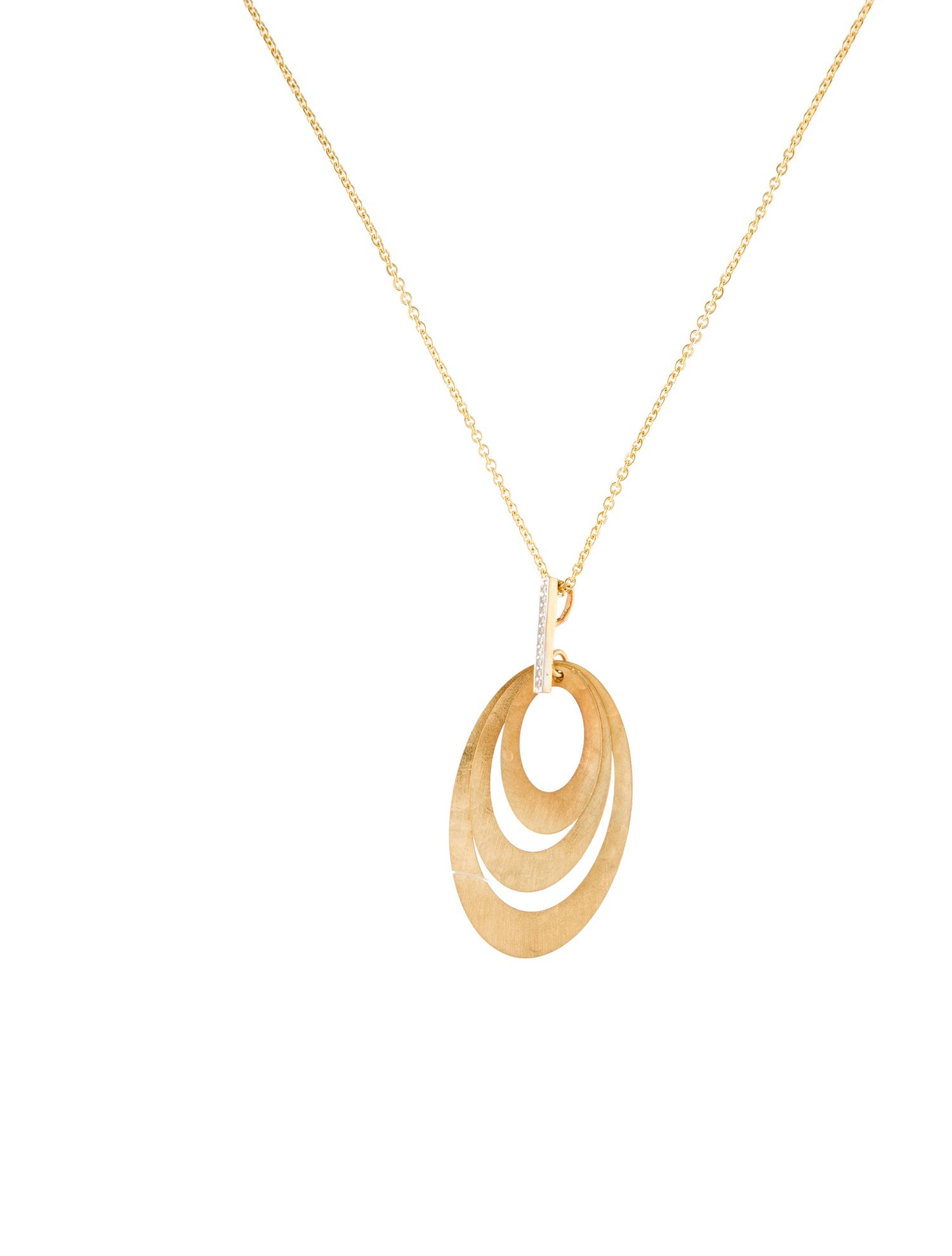 I. Reiss 14K Diamond Concentric Oval Pendant Necklace