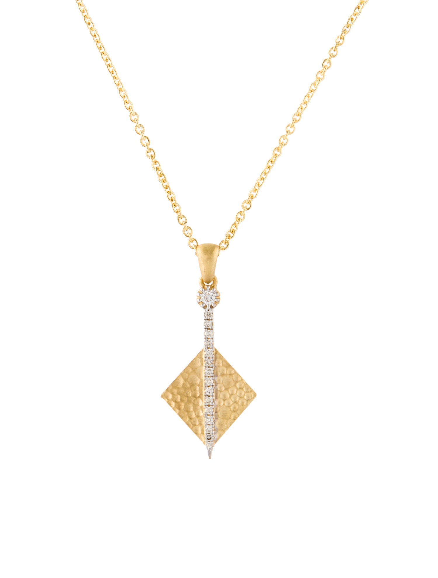 I. Reiss 14K Diamond Hammered Pendant Necklace