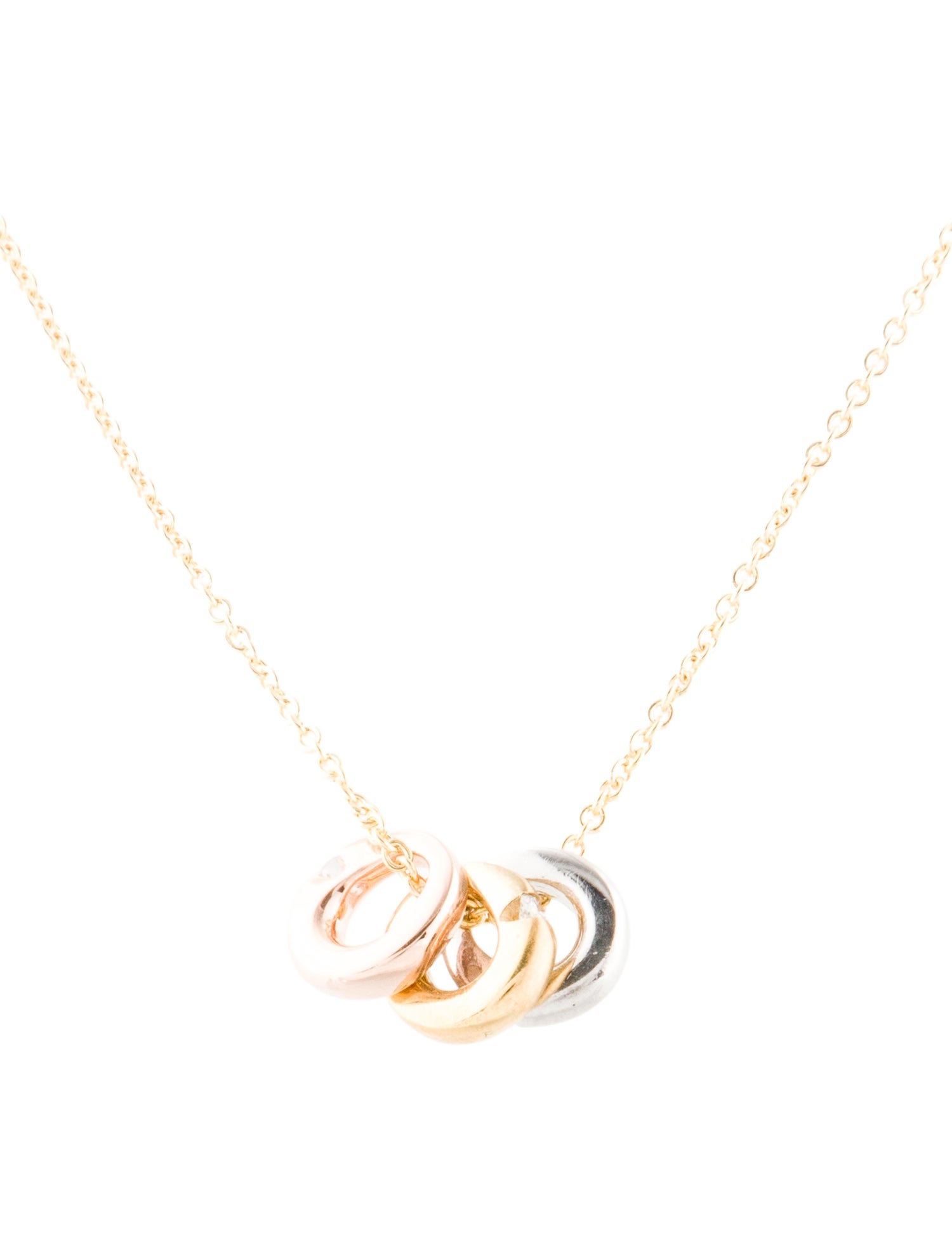 I. Reiss 14K Tri-Color Hoop Diamond Pendant Necklace