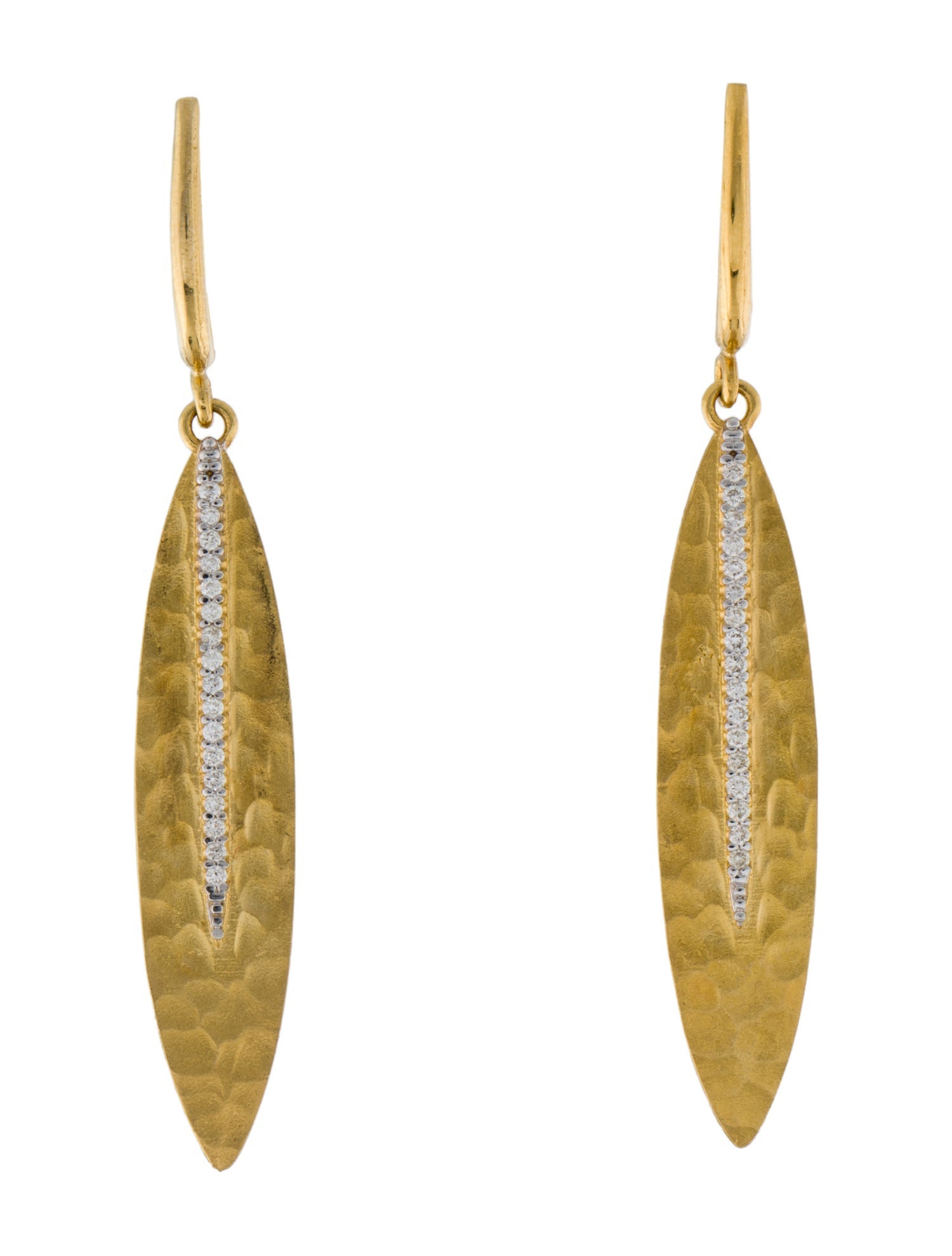 I. Reiss 14K Diamond Feather Drop Earrings