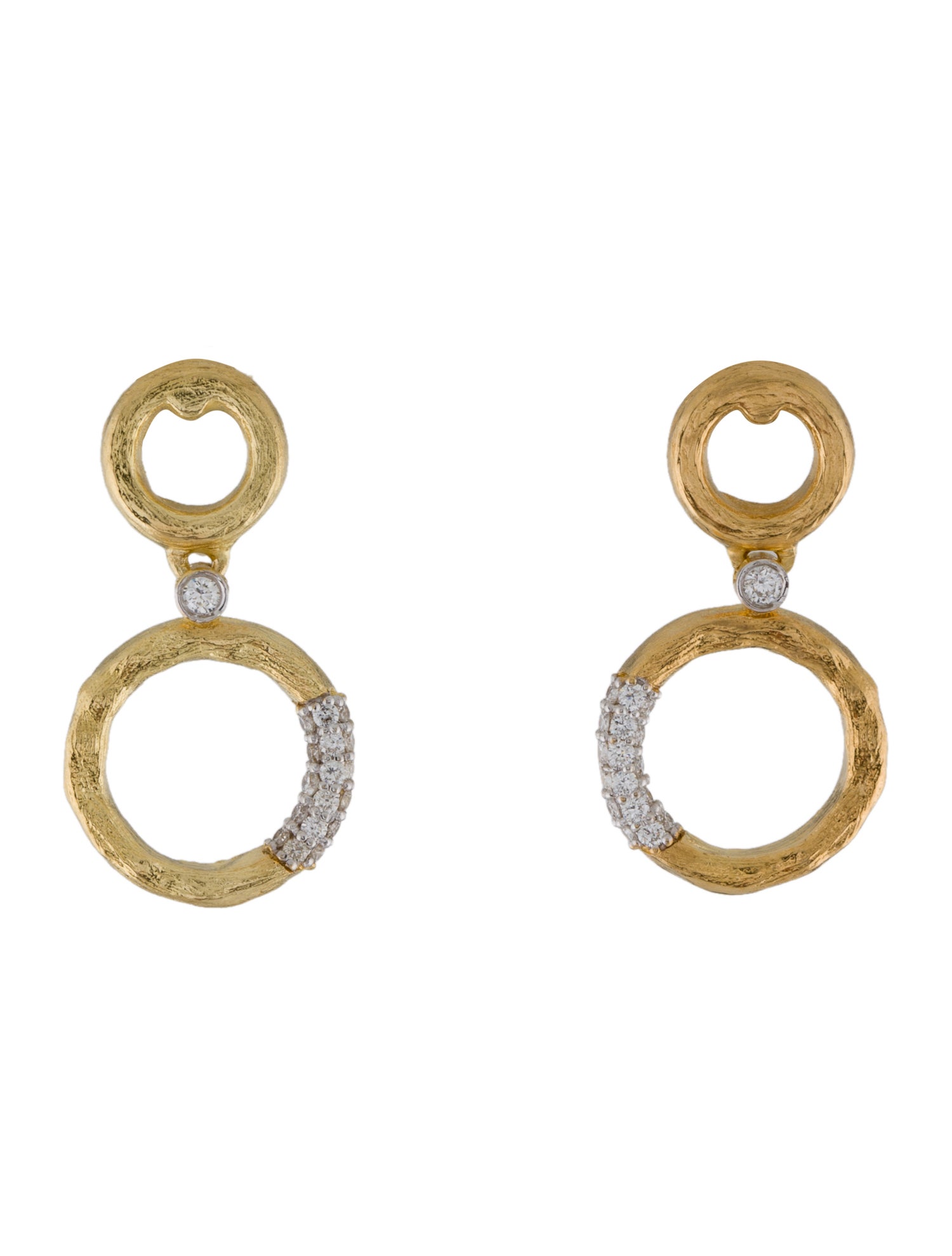 I. Reiss 14K Diamond Double Circle Drop Earrings