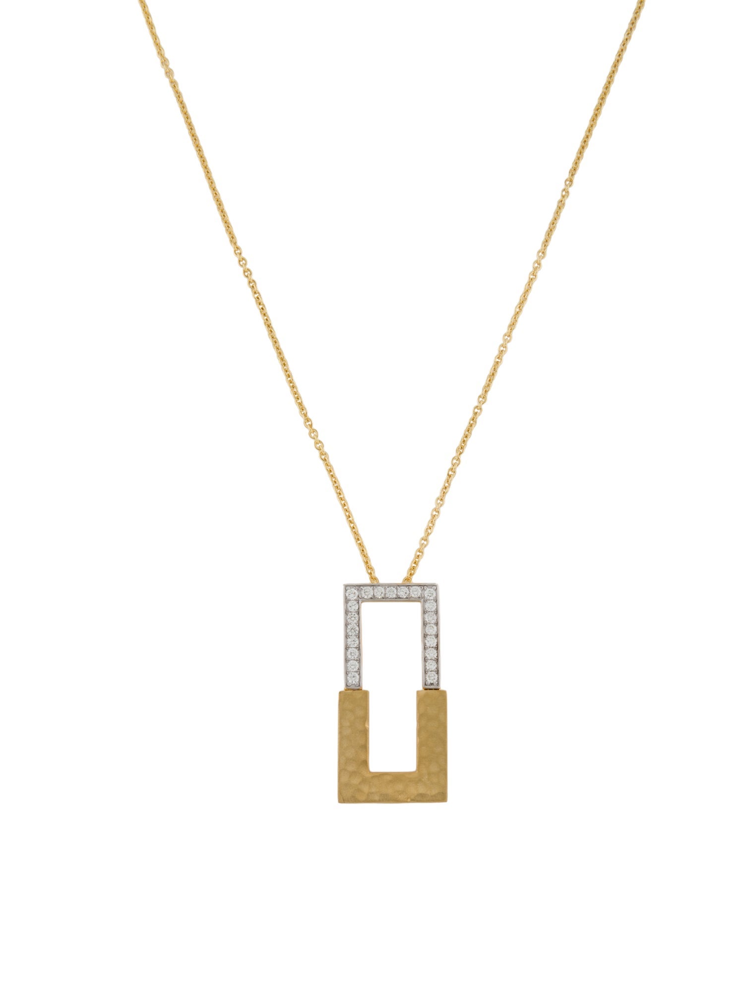 I. Reiss 14K Diamond Rectangular Pendant Necklace