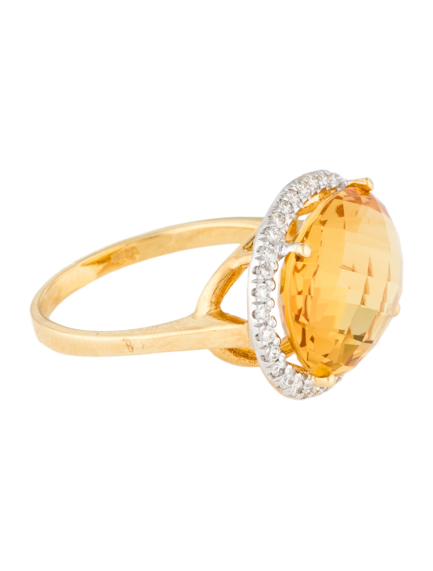 I. Reiss 14K Citrine & Diamond Cocktail Ring